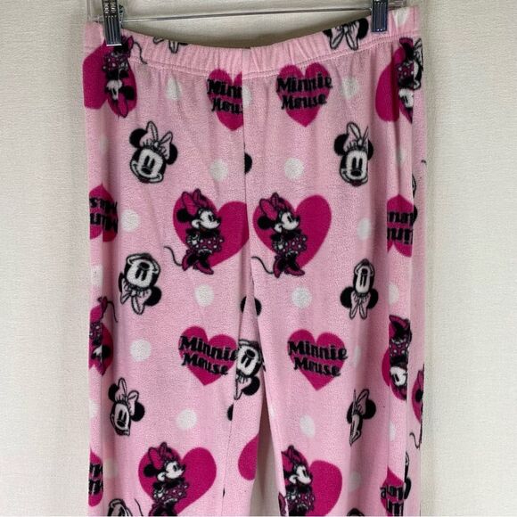 Minnie Mouse Disney Pajamas Women’s Pink Black 2 Piece Fleece Footed Pants Shirt - Picture 12 of 13